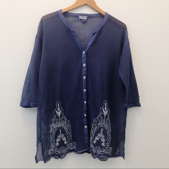 Anthropologie Tops - Anthro Meadow rue mesh embroidered tunic top XS